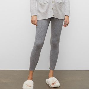 Club Monaco Silver Metallic Wool Leggings in Grey Blue size Medium Knit Ribbed